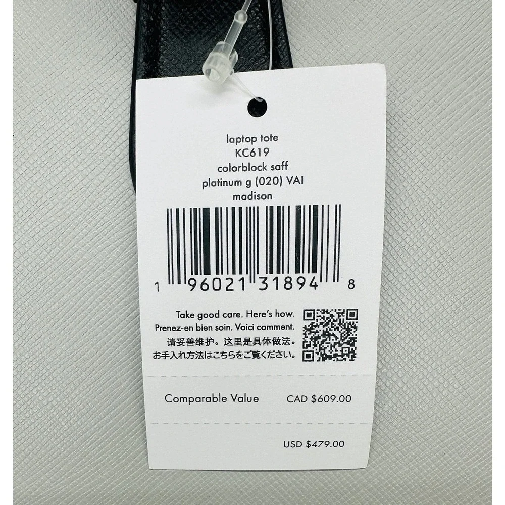 NWT Kate Spade New York Madison Laptop Tote Shoulder Bag In Platinum‎ Gray Multi
